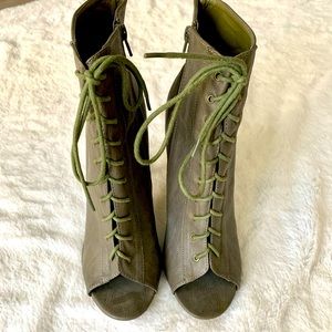 C-Label Open Toe Lace-up Booties